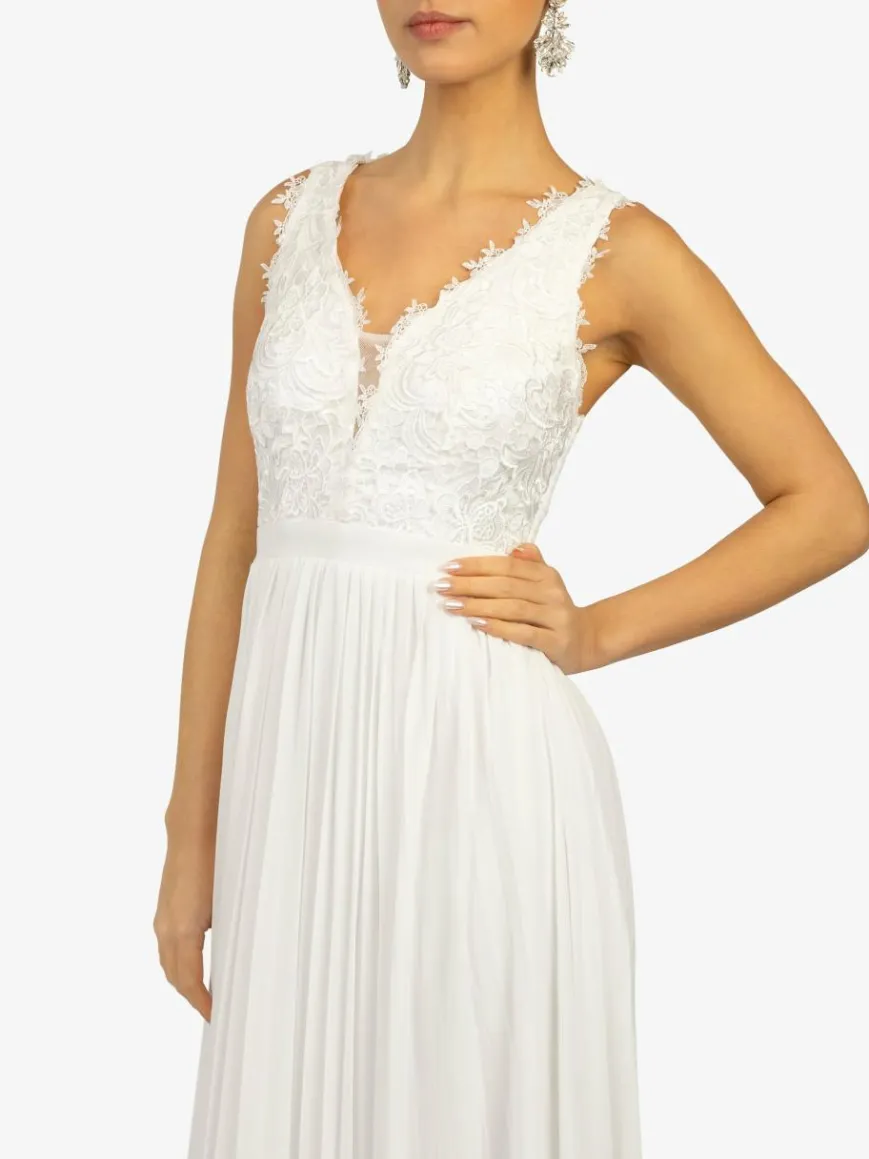 Kraimod Kleider*Damen Abendkleid weiß gemustert