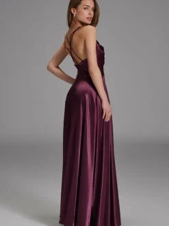 Hey Kyla Kleider*Damen Abendkleid bordeaux uni