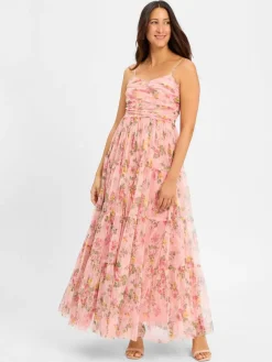 Marie Lund Kleider*Damen Abendkleid rosa mehrfarbig gemustert
