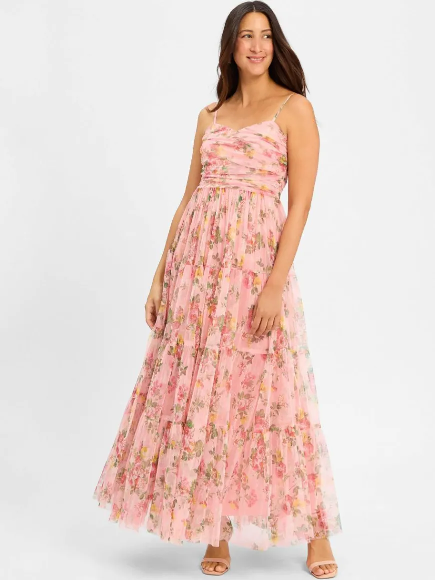 Marie Lund Kleider*Damen Abendkleid rosa mehrfarbig gemustert