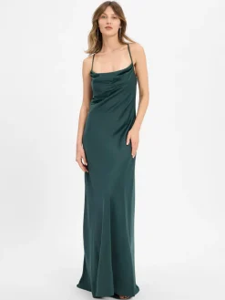 VM Kleider*Damen Abendkleid tanne uni