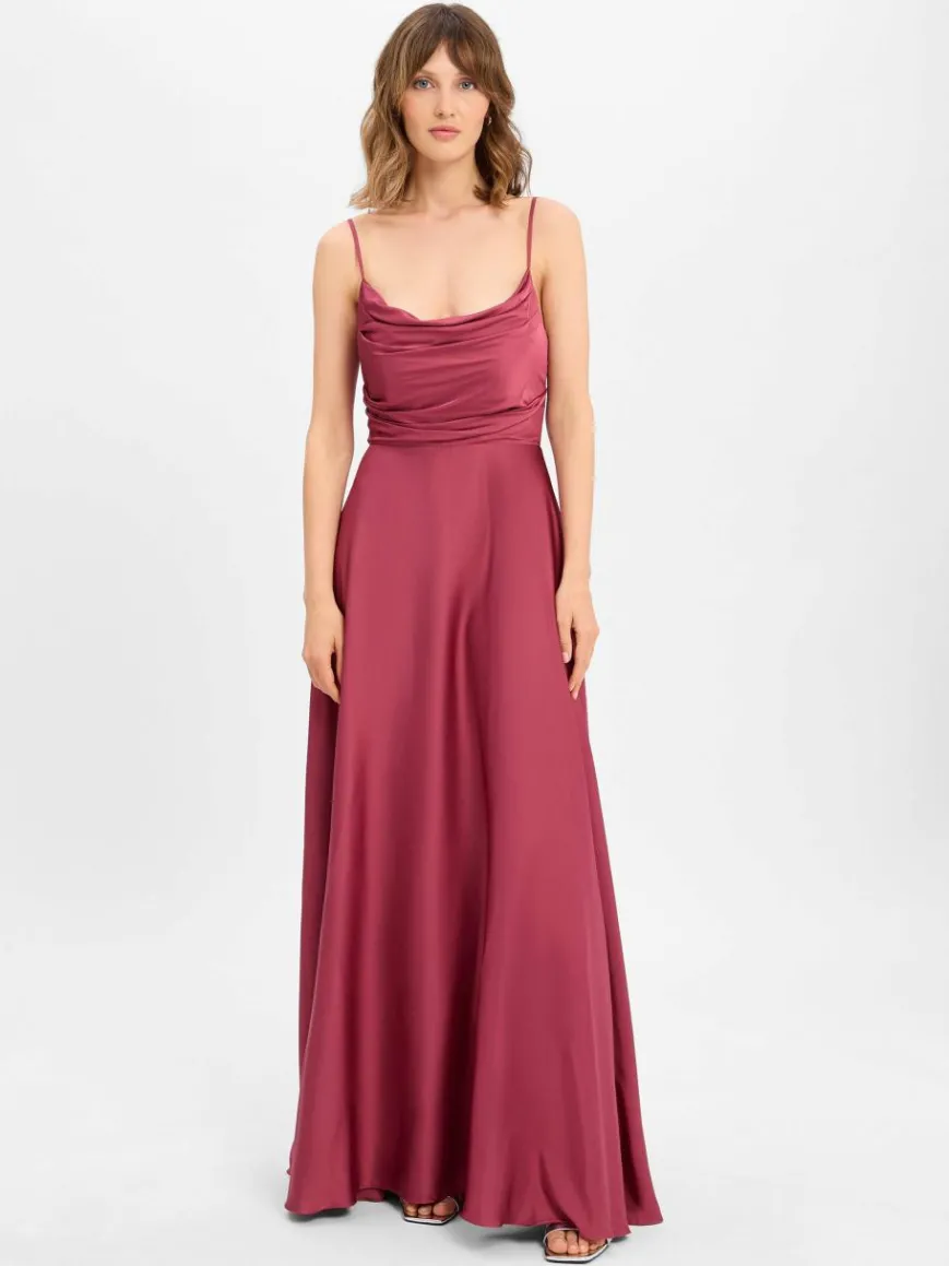 Marie Lund Kleider*Damen Abendkleid himbeer uni