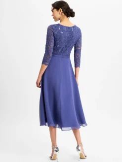 Swing Kleider*Damen Abendkleid blau uni