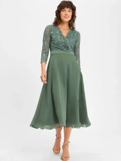 Swing Kleider*Damen Abendkleid oliv uni
