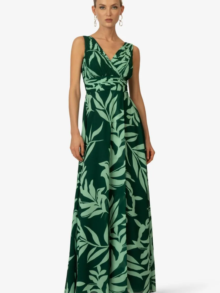 Kraimod Kleider*Damen Abendkleid grün gemustert