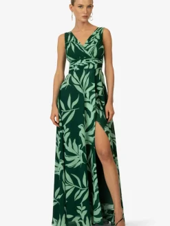 Kraimod Kleider*Damen Abendkleid grün gemustert