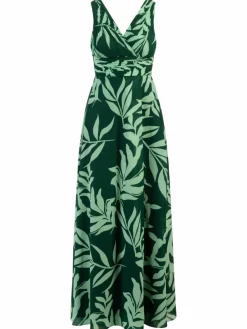 Kraimod Kleider*Damen Abendkleid grün gemustert