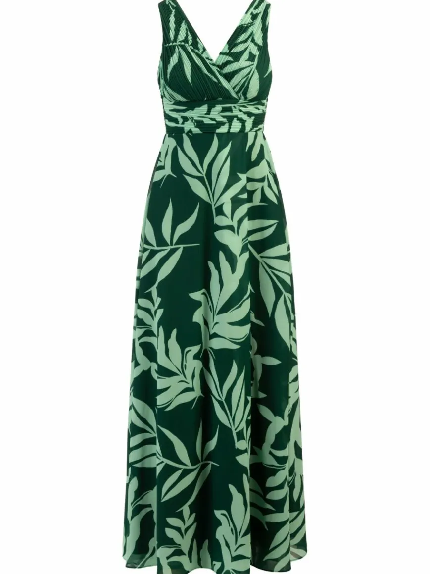 Kraimod Kleider*Damen Abendkleid grün gemustert