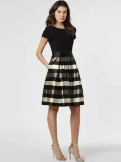 Marie Lund Kleider*Damen Abendkleid schwarz gold gestreift