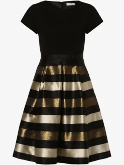 Marie Lund Kleider*Damen Abendkleid schwarz gold gestreift