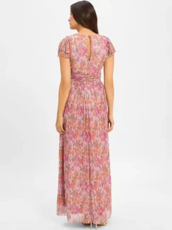 Swing Kleider*Damen Abendkleid altrosa orange gemustert