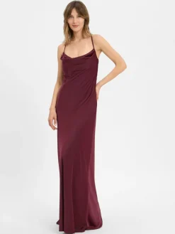 VM Kleider*Damen Abendkleid bordeaux uni