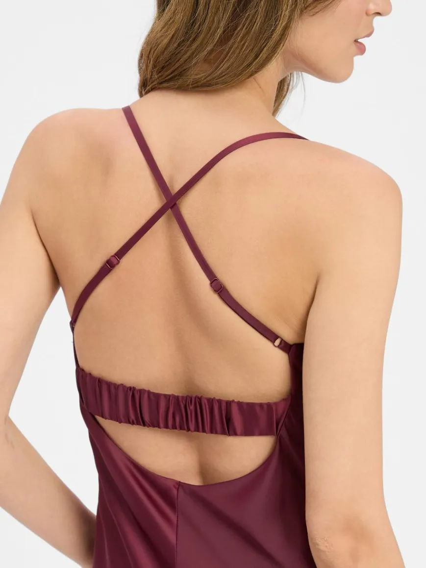 VM Kleider*Damen Abendkleid bordeaux uni