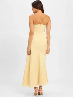 Marie Lund Kleider*Damen Abendkleid gelb uni