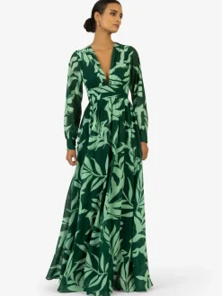 Kraimod Kleider*Damen Abendkleid grün gemustert