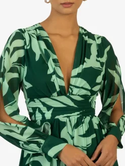 Kraimod Kleider*Damen Abendkleid grün gemustert