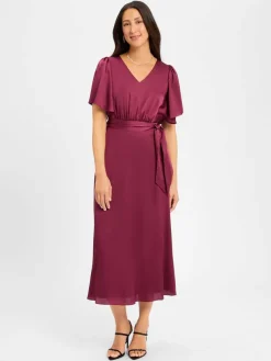 Marie Lund Kleider*Damen Abendkleid aubergine uni