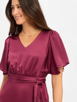 Marie Lund Kleider*Damen Abendkleid aubergine uni