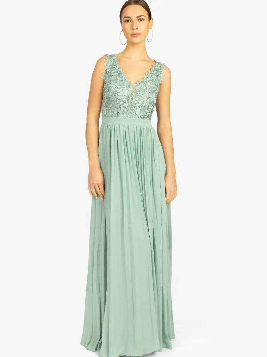 Kraimod Kleider*Damen Abendkleid grün gemustert