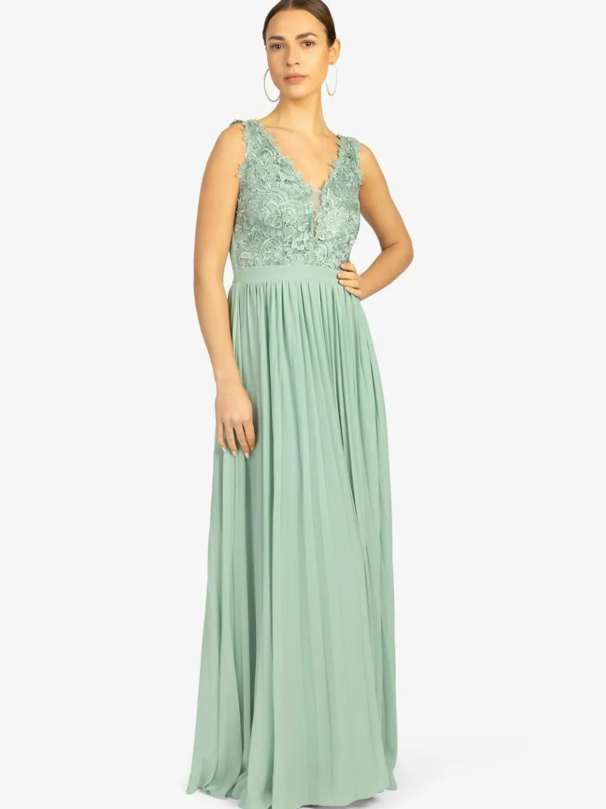 Kraimod Kleider*Damen Abendkleid grün gemustert