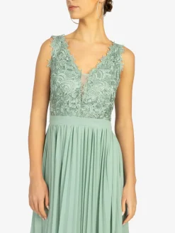 Kraimod Kleider*Damen Abendkleid grün gemustert