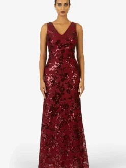 Kraimod Kleider*Damen Abendkleid bordeaux gemustert