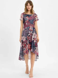 Vera Mont Kleider*Damen Abendkleid aubergine marine gemustert