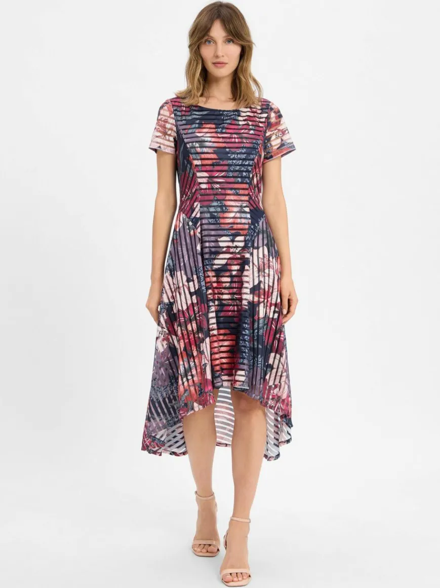 Vera Mont Kleider*Damen Abendkleid aubergine marine gemustert