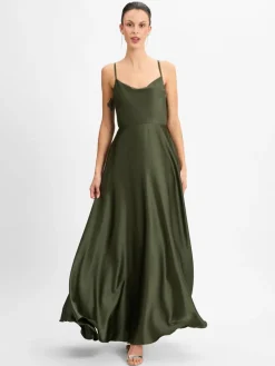 Laona Kleider*Damen Abendkleid oliv uni