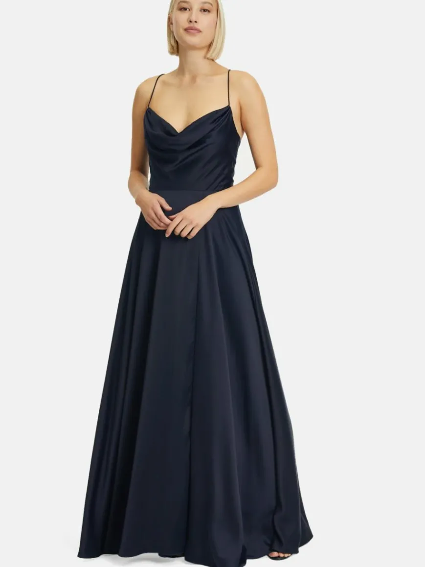 Vera Mont Kleider*Damen Abendkleid marine blau uni