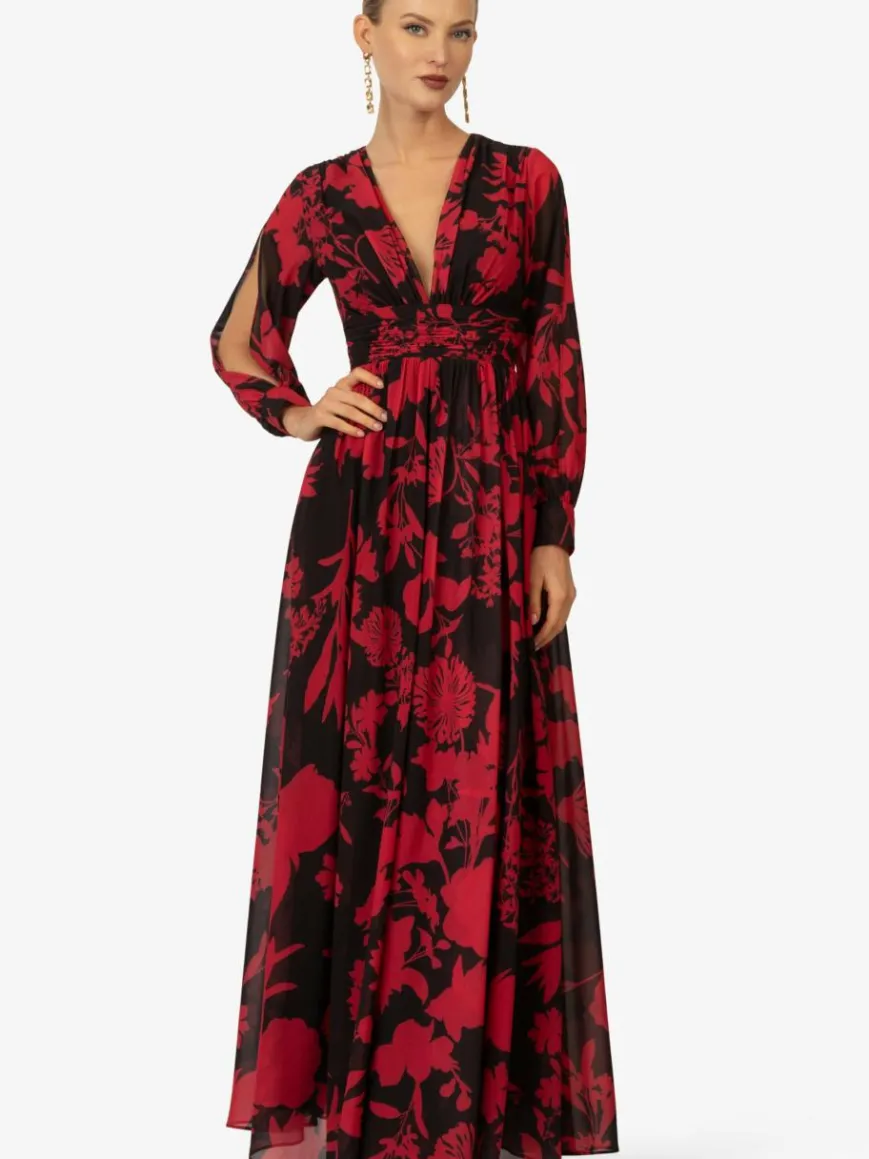 Kraimod Kleider*Damen Abendkleid rot gemustert