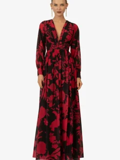 Kraimod Kleider*Damen Abendkleid rot gemustert