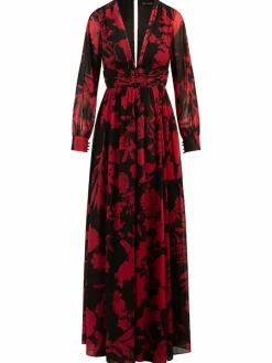 Kraimod Kleider*Damen Abendkleid rot gemustert