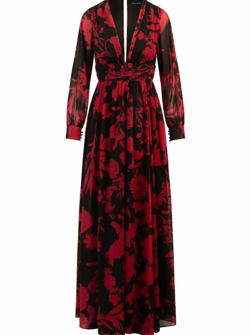 Kraimod Kleider*Damen Abendkleid rot gemustert