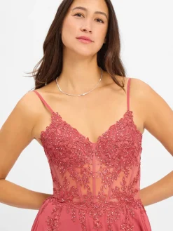 Luxuar Fashion Kleider*Damen Abendkleid rosenholz uni