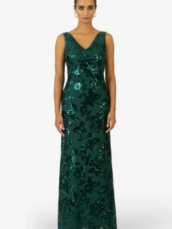 Kraimod Kleider*Damen Abendkleid grün gemustert