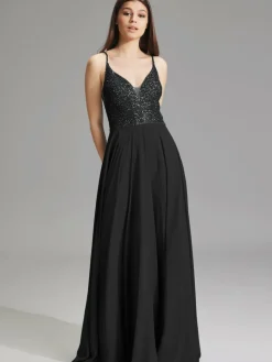 Hey Kyla Kleider*Damen Abendkleid schwarz uni