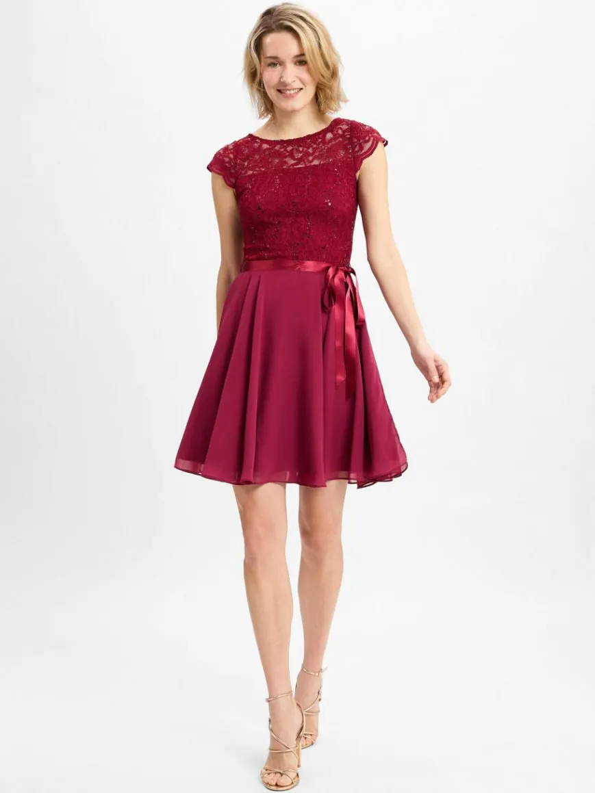Swing Kleider*Damen Abendkleid bordeaux uni