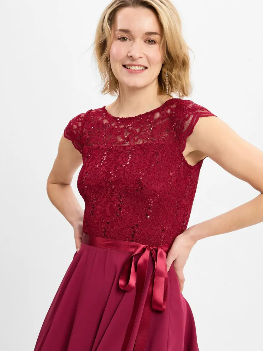 Swing Kleider*Damen Abendkleid bordeaux uni