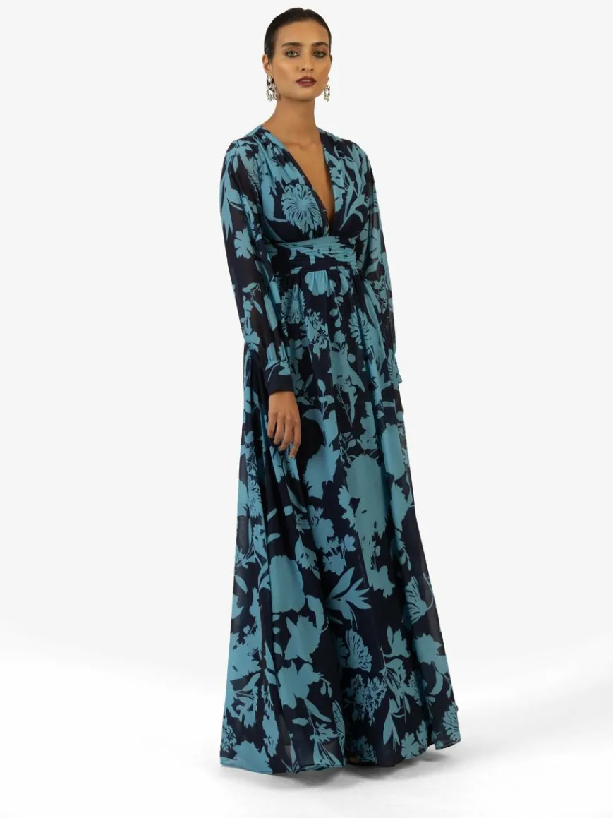 Kraimod Kleider*Damen Abendkleid marine gemustert