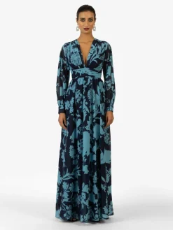 Kraimod Kleider*Damen Abendkleid marine gemustert