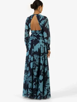 Kraimod Kleider*Damen Abendkleid marine gemustert