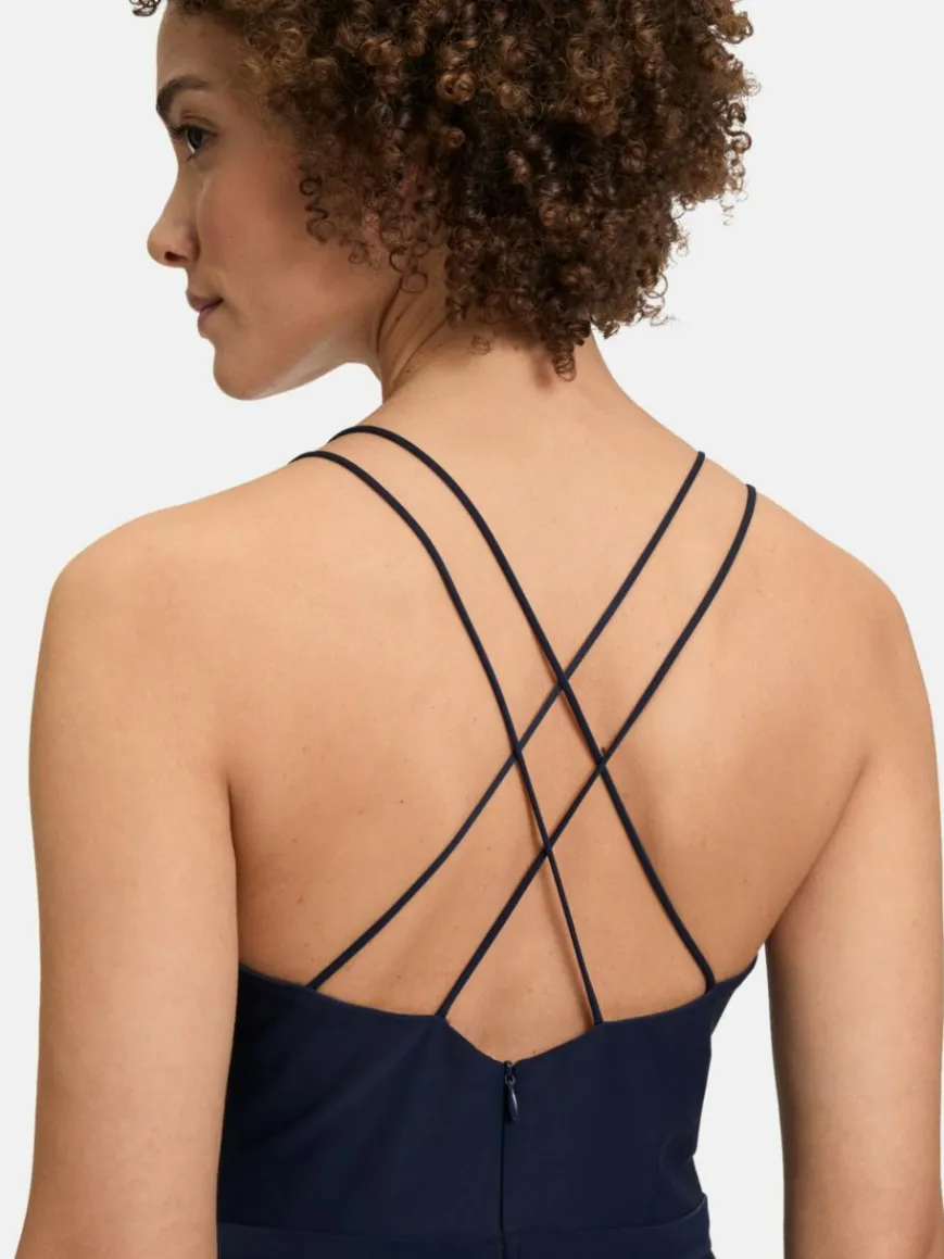 Vera Mont Kleider*Damen Abendkleid marine blau uni