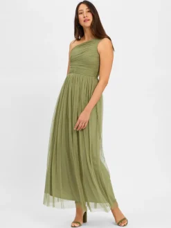 Marie Lund Kleider*Damen Abendkleid oliv uni