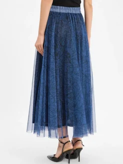 More & More Röcke*Damen A-Linien-Maxirock indigo schwarz gemustert