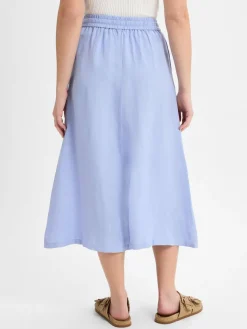 Fynch-Hatton Röcke*Damen A-Linien-Rock - Leinen-Anteil hellblau uni