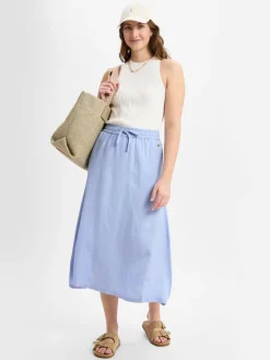 Fynch-Hatton Röcke*Damen A-Linien-Rock - Leinen-Anteil hellblau uni