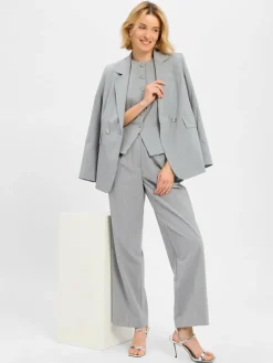 Marie Lund Hosen*Damen Baukasten-Anzughose hellgrau gestreift