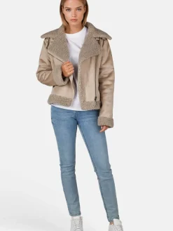 White Label Jacken & Westen*Damen Bikerjacke taupe uni