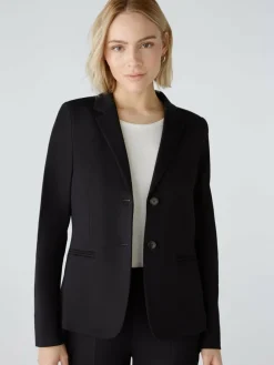 Oui Blazer*Damen Blazer schwarz uni